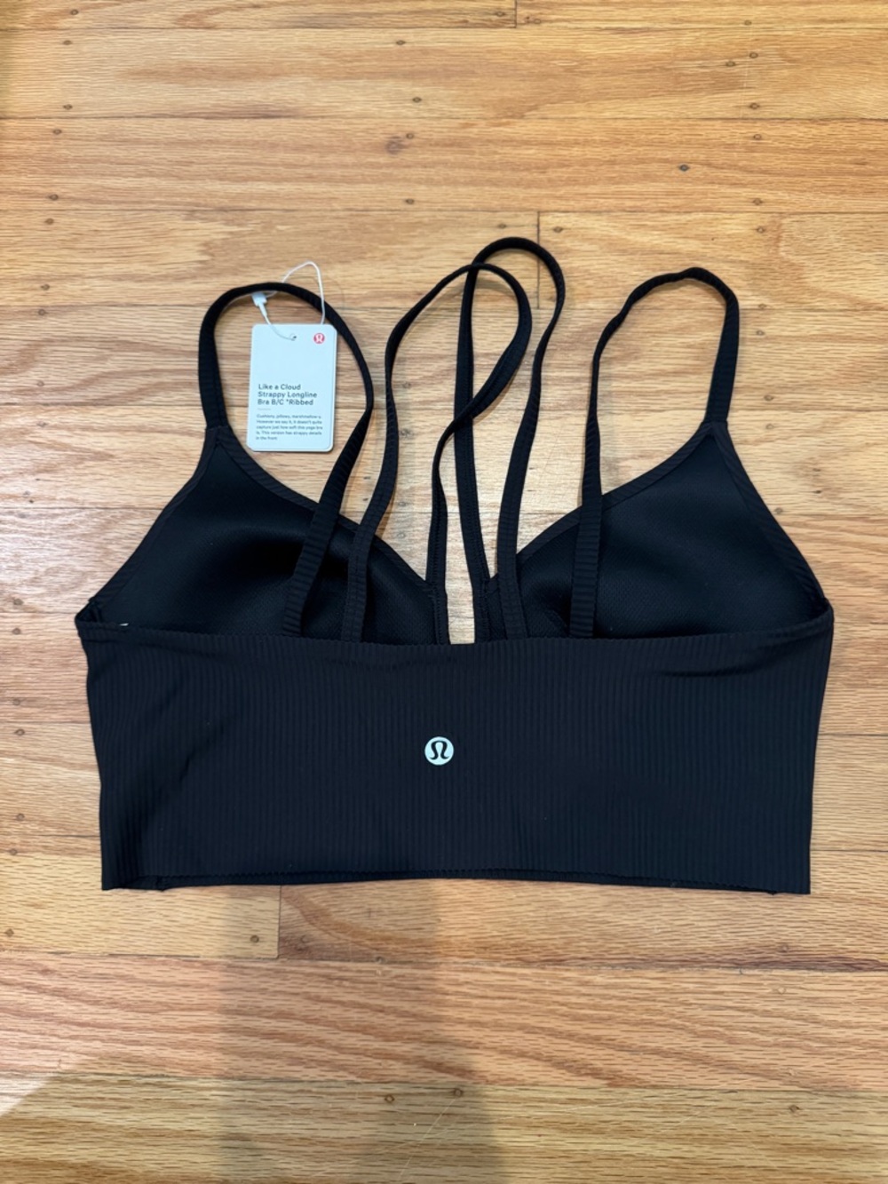 Seamless Ribbed Strappy Bralette - Black - Picture 2 of 2